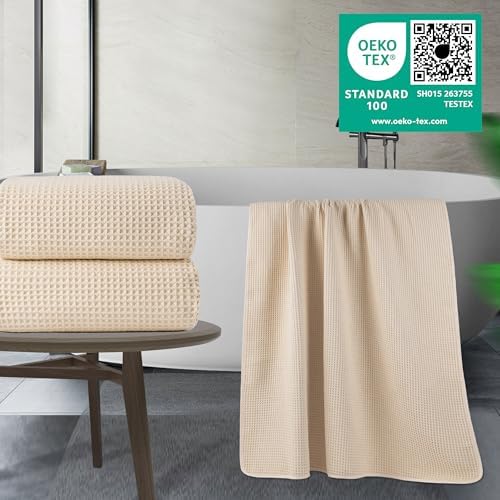 POLYTE 430 GSM Poly Blend Microfiber Waffle Bath Sheet XL Set, 35x70 in - Image 3