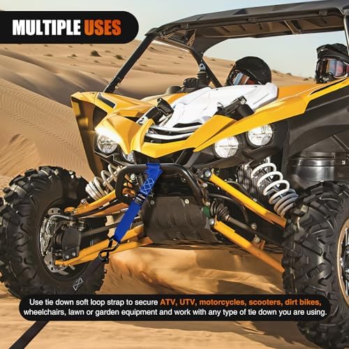 Nilight Soft Loop 1.7"x17" Motorcycle Tie Down Straps 12, 000LBS 8PK Blue - Image 7