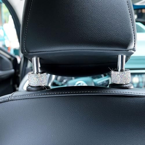 4PCS Crystal Rhinestone Bling Car Headrest Collars, Automotive Magnetic - Image 3