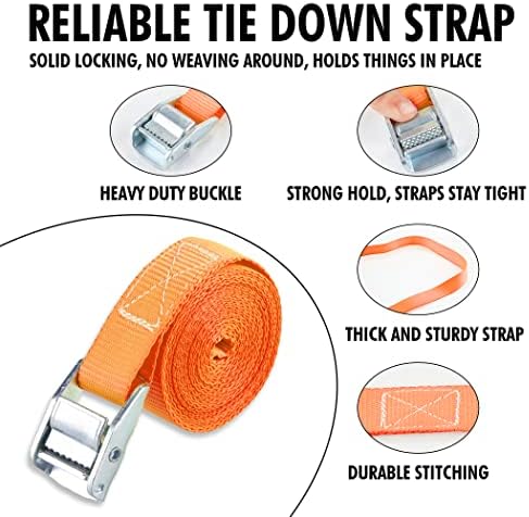 Cartman 1" x 12 ft Lashing Straps, 2 Pack, 600 lb Break Strength - Image 2