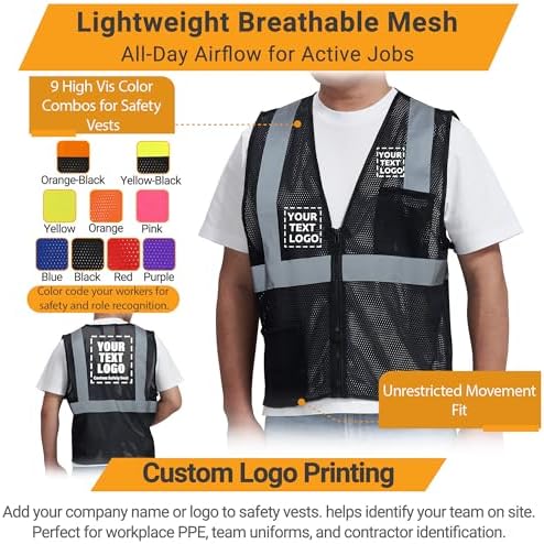 AYKRM 2 Pocket Mesh High Visibility Reflective Safety Vest - Image 3