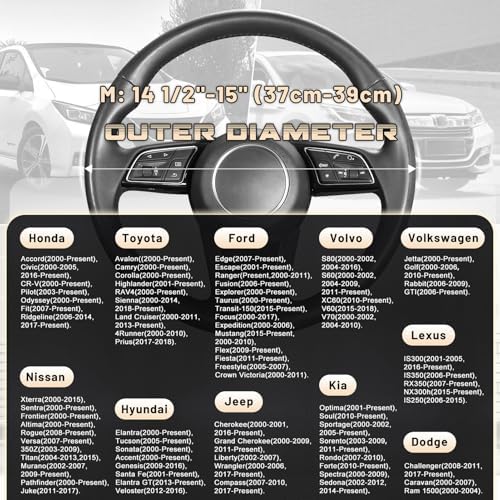 SEG Direct Car Steering Wheel Cover 14.5"-15" Golden Carbon Fiber Pattern - Image 5