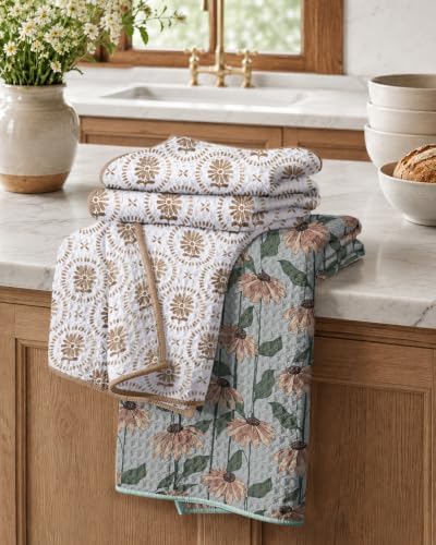 Miss Adola 2pcs Double-Sided Microfiber Kitchen Towels, Dusky Garden by MissAdola
