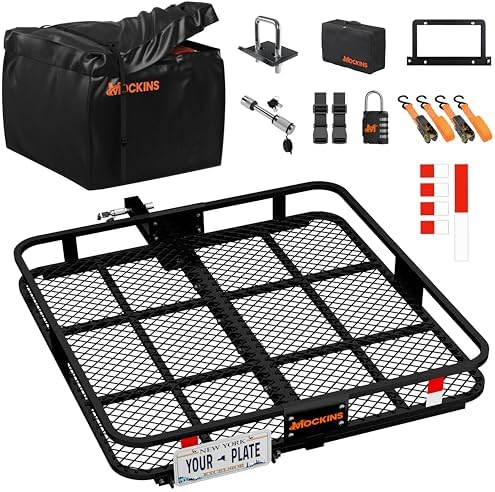 Mockins Square Trailer Hitch Cargo Carrier & 30 Cu Ft Waterproof Cargo Bag by Mockins