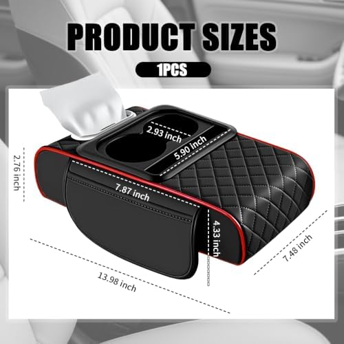 5-in-1 Car Center Console Cover, Leather Car Armrest Cover - Image 2