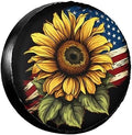 Spare Tire Cover USA Flag Sunflower Wheel Covers 14 Inch No Camera Hole by AUMLDOYS