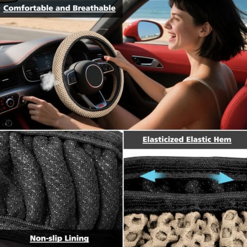 KAFEEK Elastic Stretch Steering Wheel Cover, Universal 15 Inch - Image 6