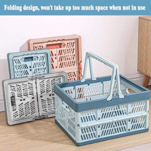 Collapsible Storage Crate with Handles, Milk Crates，33L Foldable Plastic - Image 2