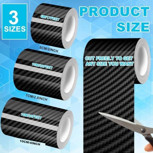 Tallew 3 Rolls 67 ft Carbon Fiber Vinyl Wrap Car Edge Door Sill Protector - Image 2