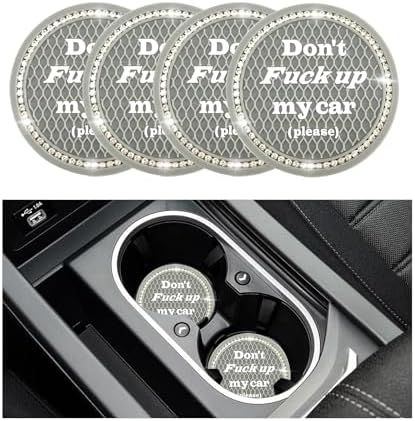 4 PCS Bling Car Cup Coaster, 2.75 Inch Anti-Slip Cup Holder Insert Coasters by Sylvil