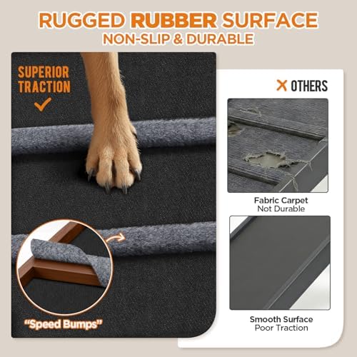 Dog Ramp for Bed, Extra Wide 17", Non-Slip Rubber Surface, Adjustable Folding - Image 3