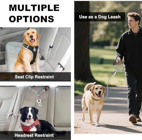 Dog Seat Belt for Car, Chew Proof Dog Car Seat Belt, 2 in 1 Car Harness for - Image 5