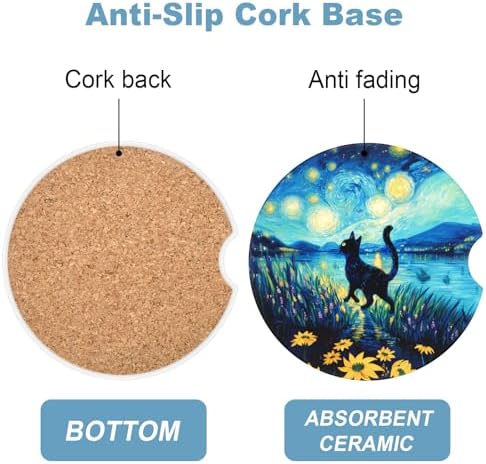 2 Pack Car Cup Holder Coaster, 2.63 inch Anti Slip Insert Absorbent Ceramic Car - Image 3