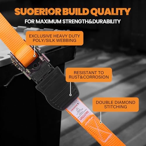 1" x 12' Heavy Duty Ratchet Straps - Image 3