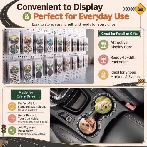 Tioncy 200 Pcs Sublimation Car Coaster Blank Set Packaging - Image 4