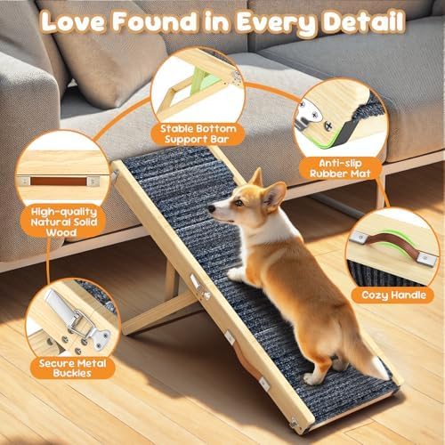 Pawaboo Dog Stair for Small Dogs, Foldable Pet Steps and Ramp 9.8"-20.5" H - Image 3