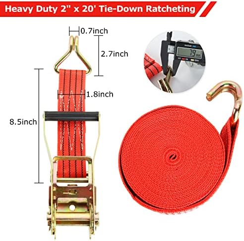 4Pk 2" x20ft Ratchet Tie Down Straps - Image 2