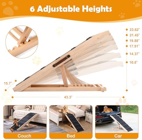 43" Foldable Dog Ramp 6-Level Adjustable Non-Slip - Image 3
