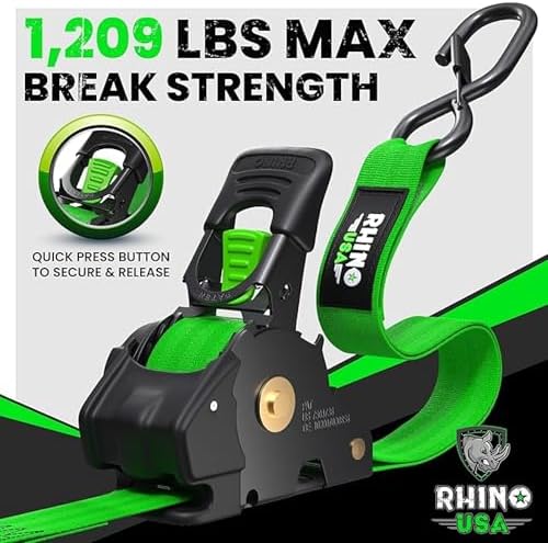 Rhino USA Retractable Ratchet Straps - 1in x 10ft - Image 2