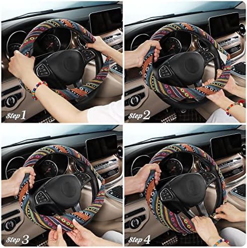 SEG Direct Boho Steering Wheel Cover, Baja Blanket Cloth, Coarse Flax - Image 5