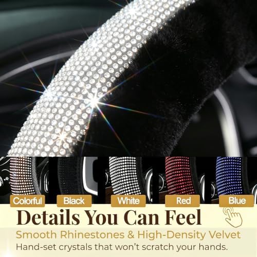 Bling Steering Wheel Cover Black Fluffy Rhinestone - Image 6