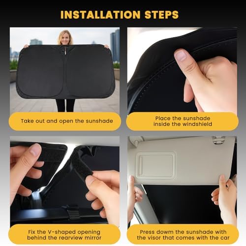 Windshield Sun Shade, Reflective Car Sunshade Blocks Heat, 57 x 31.5 in - Image 5