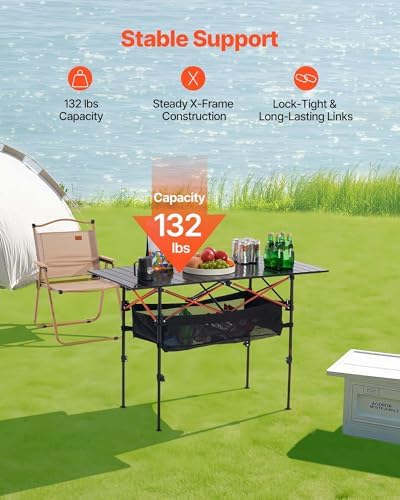 VEVOR Folding Camping Table, Portable Roll Up Side Tables, Lightweight Aluminum - Image 5