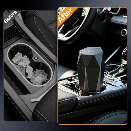 JUSTTOP Car Trash Can with Lid, Diamond Design Small Automatic Portable Trash - Image 4