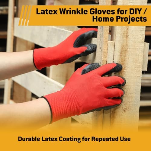 Work Gloves with Crinkle Latex Grip 12 Pairs, Medium/Large/X-Large - Image 5