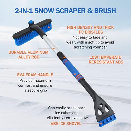 Car Snow Brush Ice Scraper, 32in Extendable, Windshield - Image 4