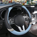 15 inch Cute Leather Steering Wheel Cover Black and Blue by Binsheo