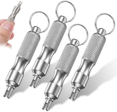Yolev 4 Pcs Valve Core Removal Tool Keychain, Stainless Steel Tire Valve Stem by Yolev