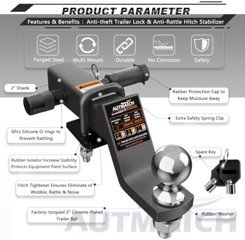 AUTMATCH Trailer Hitch Ball Mount - Image 4