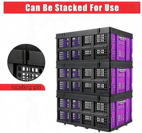 Collapsible Plastic Storage Crate, Stackable - Image 4
