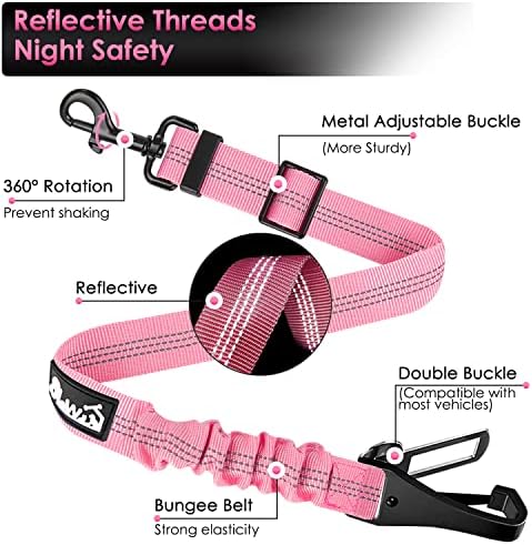 SlowTon Dog Car Seat Belt, 3 in 1 Latch Bar Attachment Dog Safety Seatbelt - Image 5
