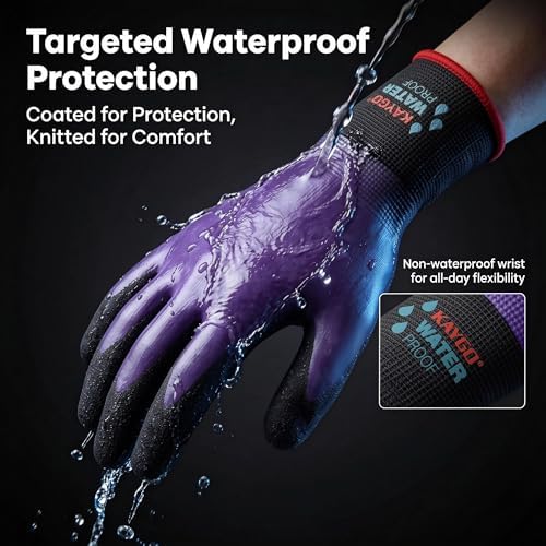 KAYGO Waterproof Work Gloves, Non-Slip Double Latex Coated - Image 3