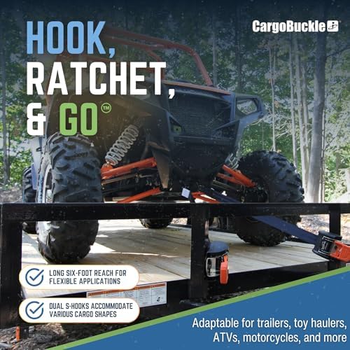 CargoBuckle G3 Heavy Duty Retractable Ratchet Straps, 2 in x 6 Ft - Image 5
