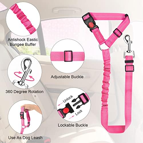 BWOGUE Dog Seat Belt for Car, Headrest Restraint Bungee Lead - Image 4