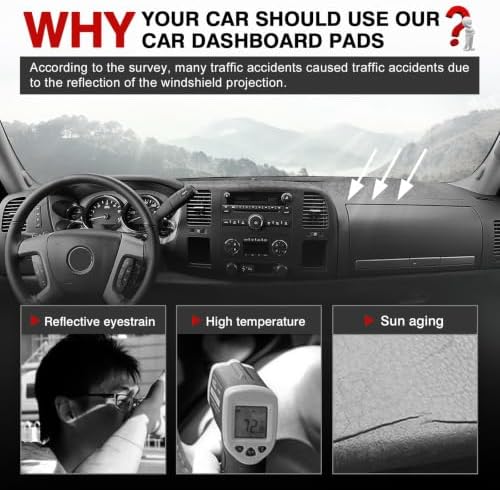 Autorder Dashboard Cover Mat for 2007-2013 Chevy Chevrolet Silverado&GMC Sierra - Image 2