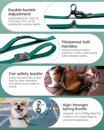 Hands Free Dog Leash with Seatbelt Set, Waist & Crossbody 33-110 lbs - Image 4