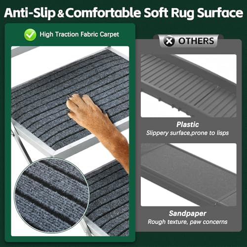 Extra Wide Dog Stairs, Foldable Aluminum Pet Steps - Image 3