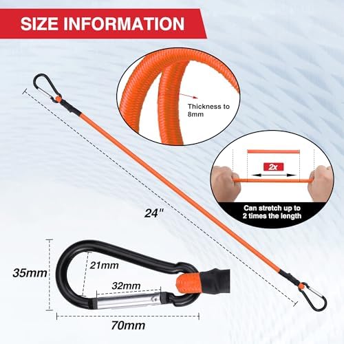 WORKPRO 24" Bungee Cords with Hooks, 4 Pack Heavy Duty Outdoor Bungee Strap - Image 2