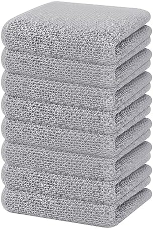 Homaxy 100% Cotton Waffle Weave Kitchen Dish Towels 8-Pack, Light Gray by Homaxy