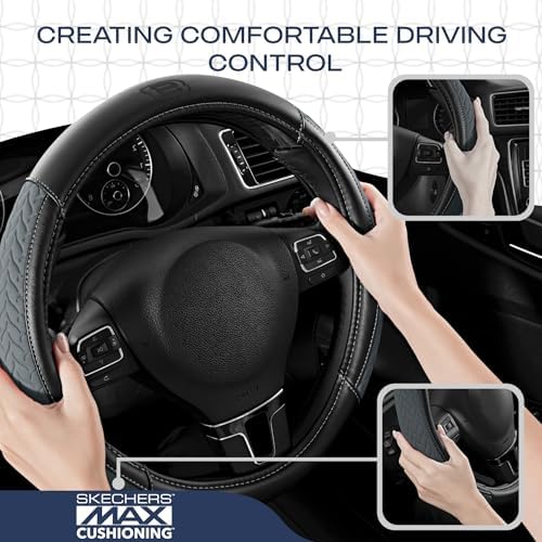 Skechers Steering Wheel Cover, Max Cushioning Leather Steering Wheel Cover - Image 5