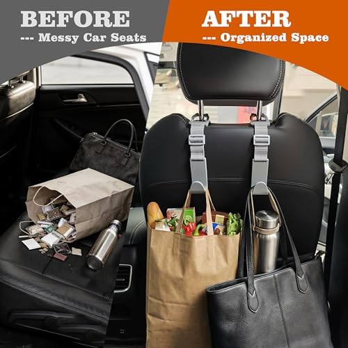 Amooca Anti-drop Car Headrest Hooks 4 Pack Seat Organizer - Image 4