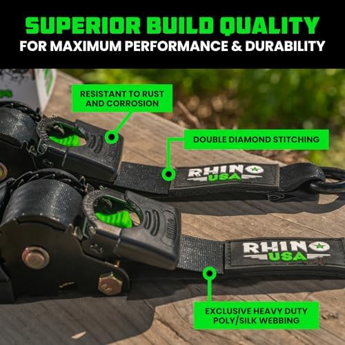 Rhino USA Retractable Ratchet Straps - 2in x 10ft - Image 4