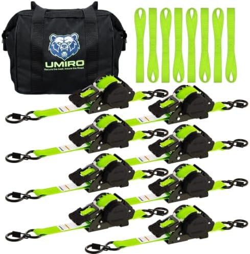 Retractable Ratchet Straps, 1 Inch x 12 Feet Heavy Duty Tie Downs, 1760lb Break by Umiro