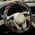 Boho Steering Wheel Cover, 14.5-15" Anti-Slip Flax by Hbxdeco