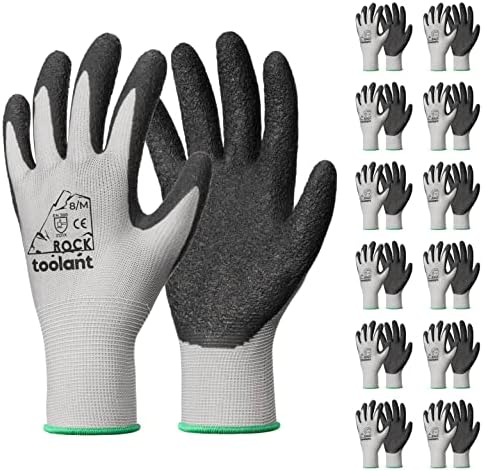 toolant Crinkle Latex Work Gloves, 12 Pairs by toolant