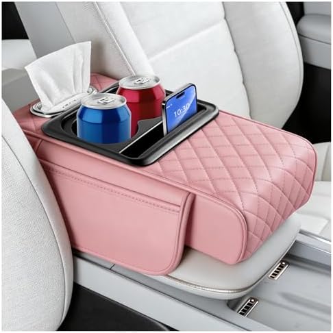 5-in-1 Car Center Console Cover, Leather Car Armrest Cover by Unknown